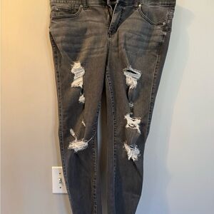 Torrid Distressed Charcoal Skinny Jeans